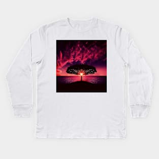 Tree Photography, Oak Tree Silhouette, Trees, Purple Tree, Nature Wall Art, Landscape Kids Long Sleeve T-Shirt